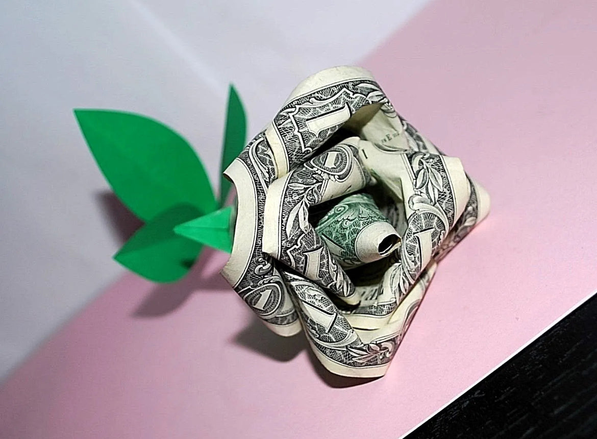 Origami money rose bouquet