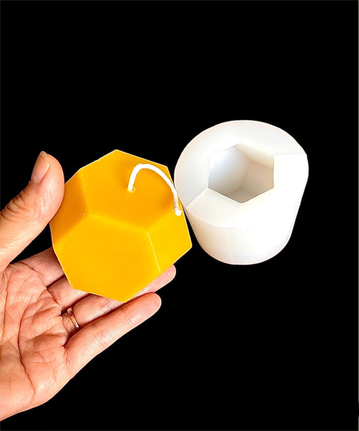 3” 3D silicone hexagonal geometry shaped mold for candle soap resin - honeycomb honeybee candle mold