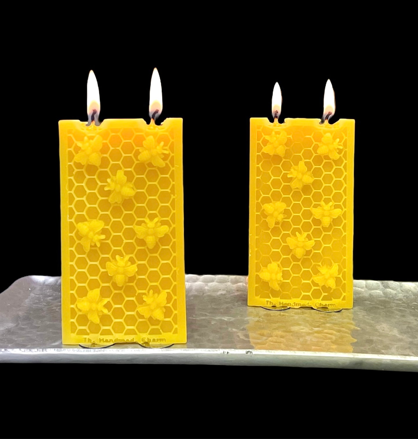 100% pure beeswax beehive honey frame candle with double wicks