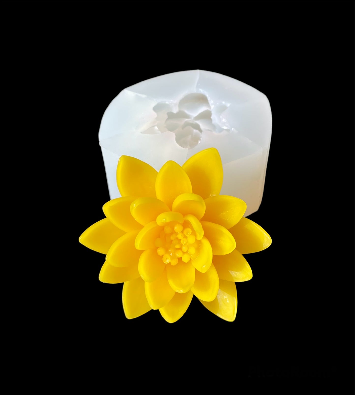 3” 3D silicone lotus flower mold - water lily mold - beeswax candle mold