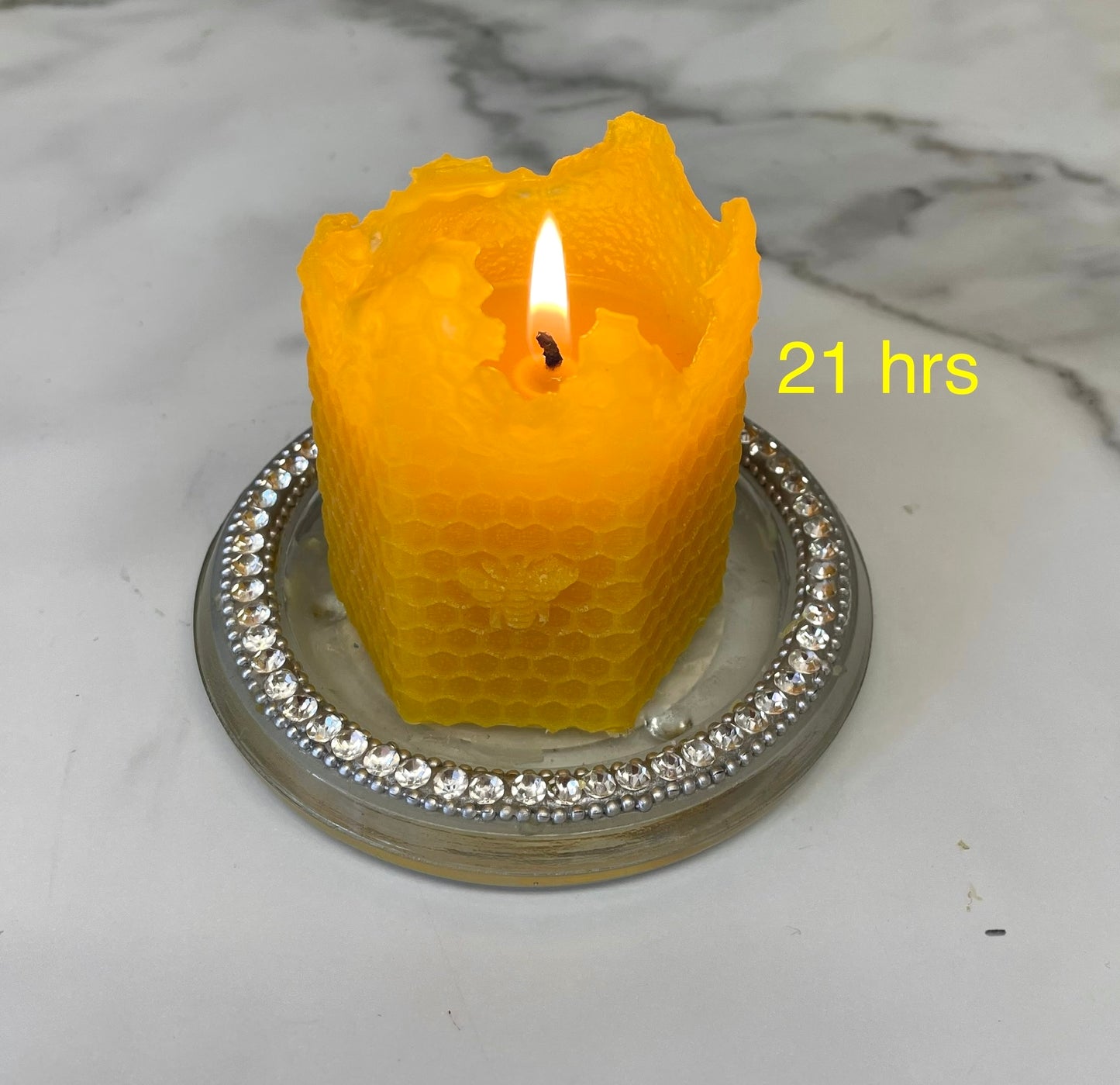 100% Pure beeswax hexagonal honeycomb honeybee pillar candle - candle gift - 3.75”