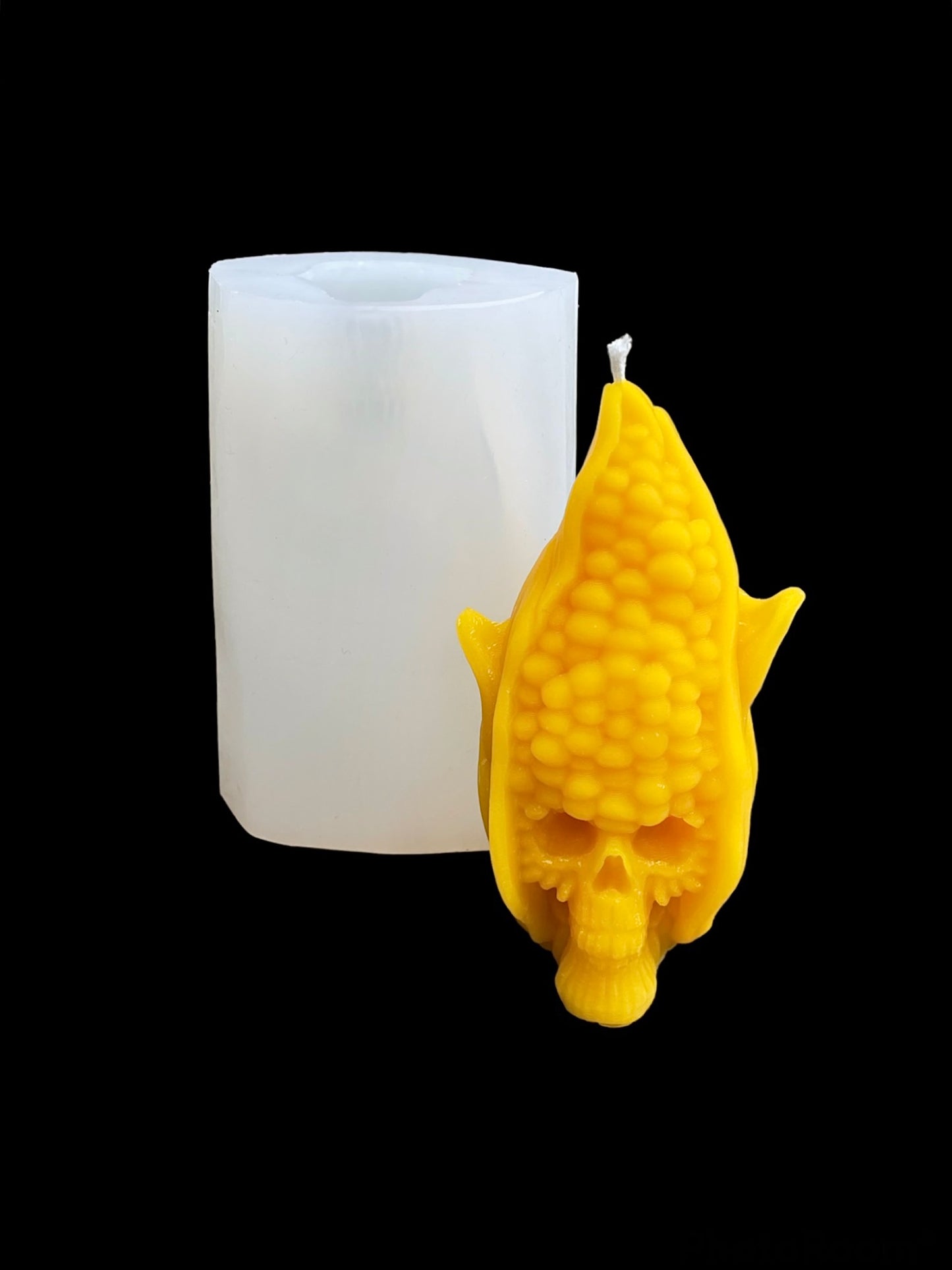 3D silicone skull corn mold for candle soap resin - Halloween mold - 4 1/4”