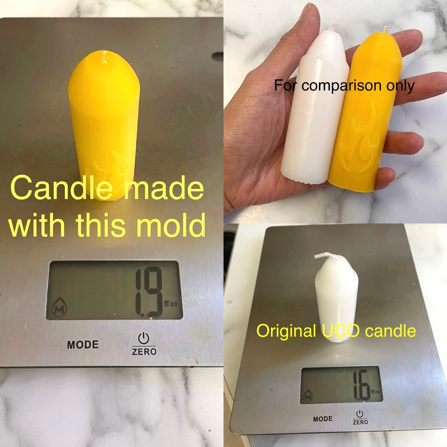 New style 15 hr emergency taper candle mold - fit in UCO candle lantern