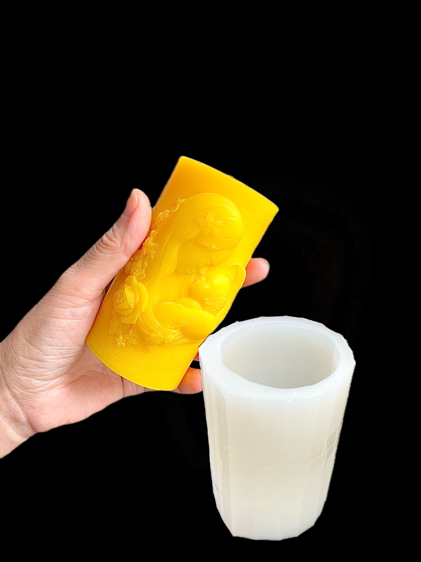 4” silicone pillar candle mold - mother holding baby