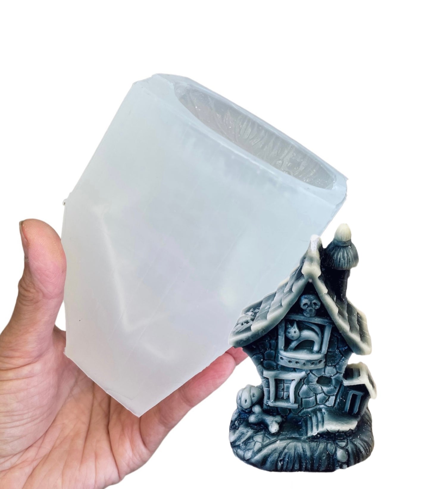 4” 3D Silicone witch house Mold - spooky house mold - ritual spiritual candle mold - haunted house mold - Halloween candle mold - homemade