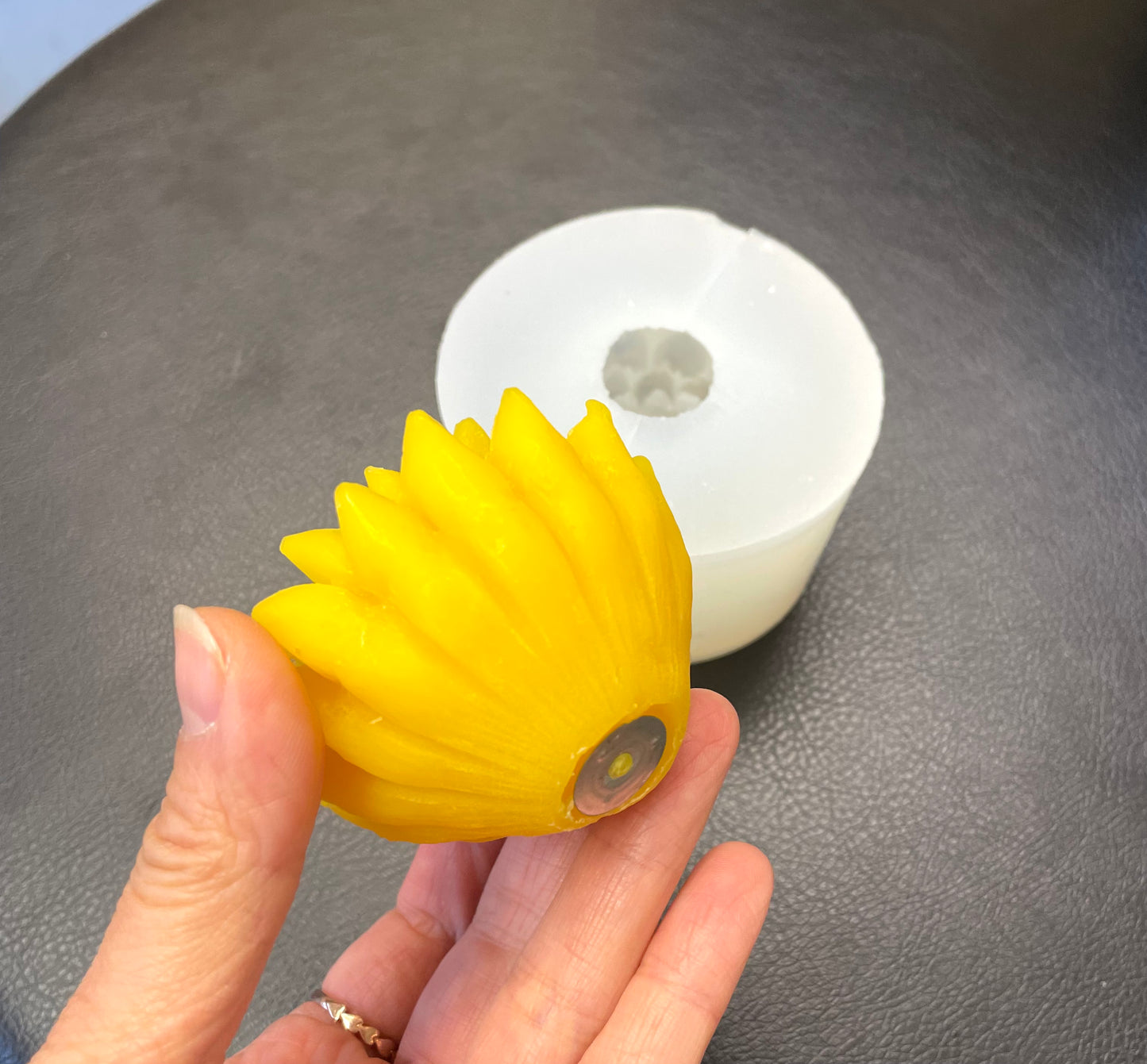 3D sunflower with bees floating candle mold