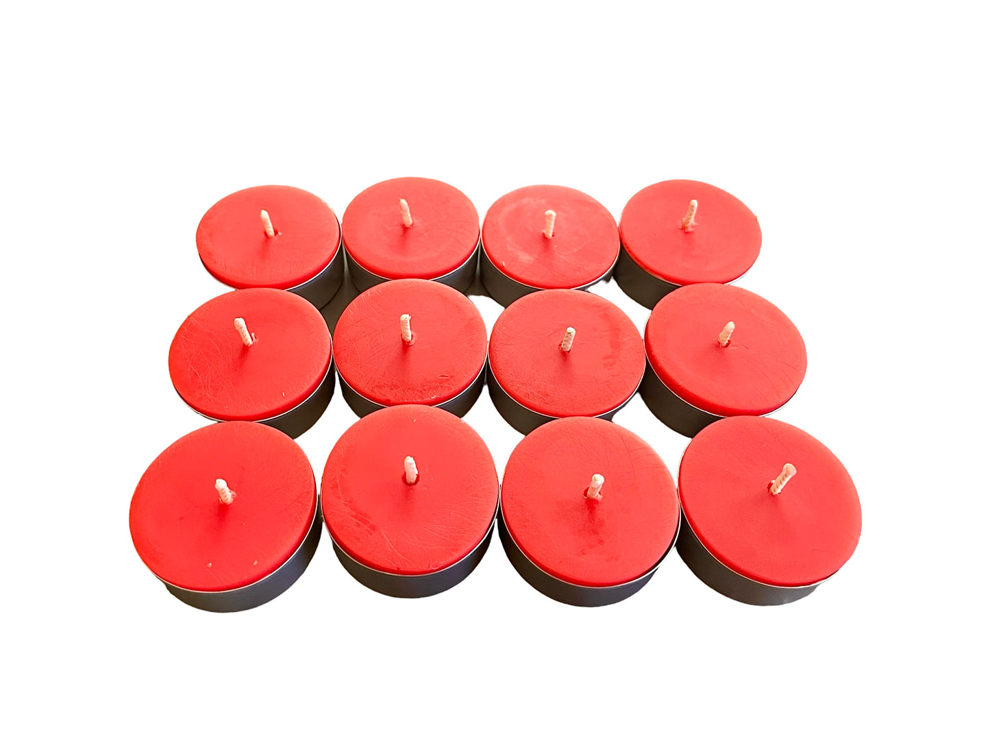 Dozen premium beeswax tealight candles - quality made pure beeswax candles - red green yellow tealights
