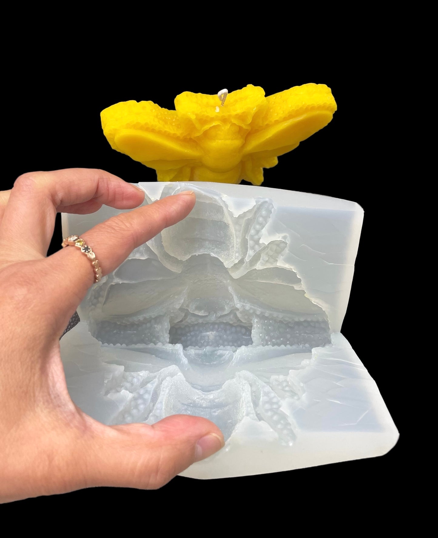 Silicone Honeybee on honeycomb mold for candle soap resin ornament