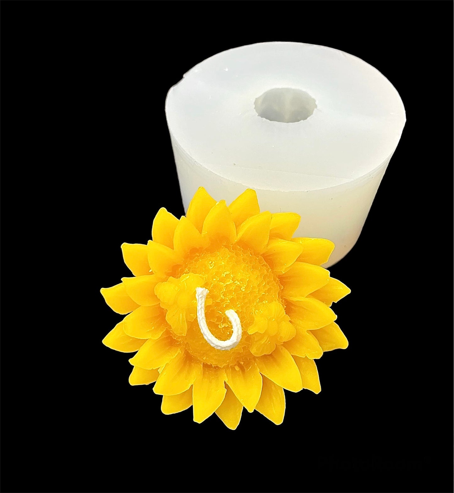 3D sunflower with bees floating candle mold