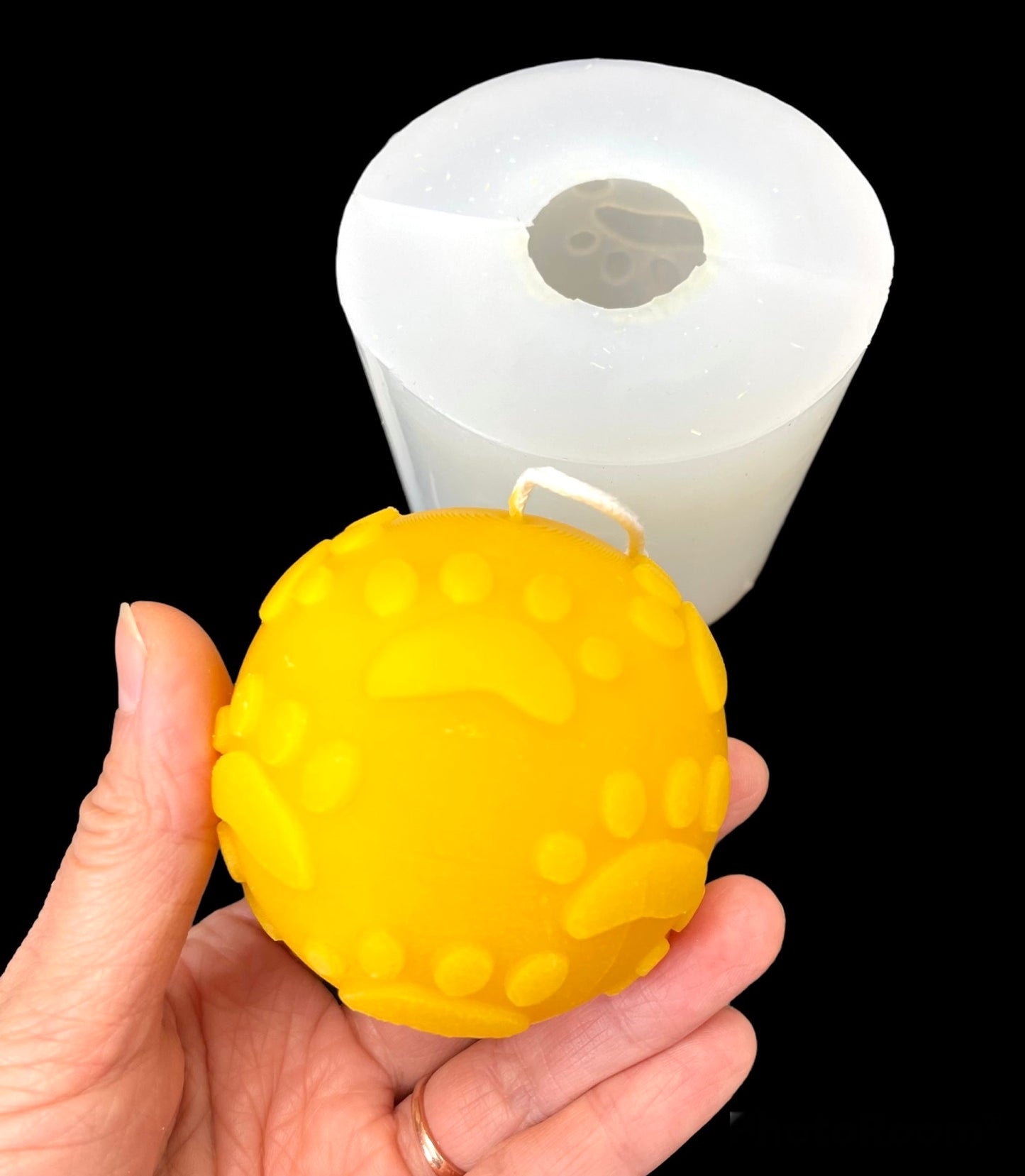 2.7” Silicone ball mold - Silicone sphere mold - paw print candle Mold - soap bath bomb mold