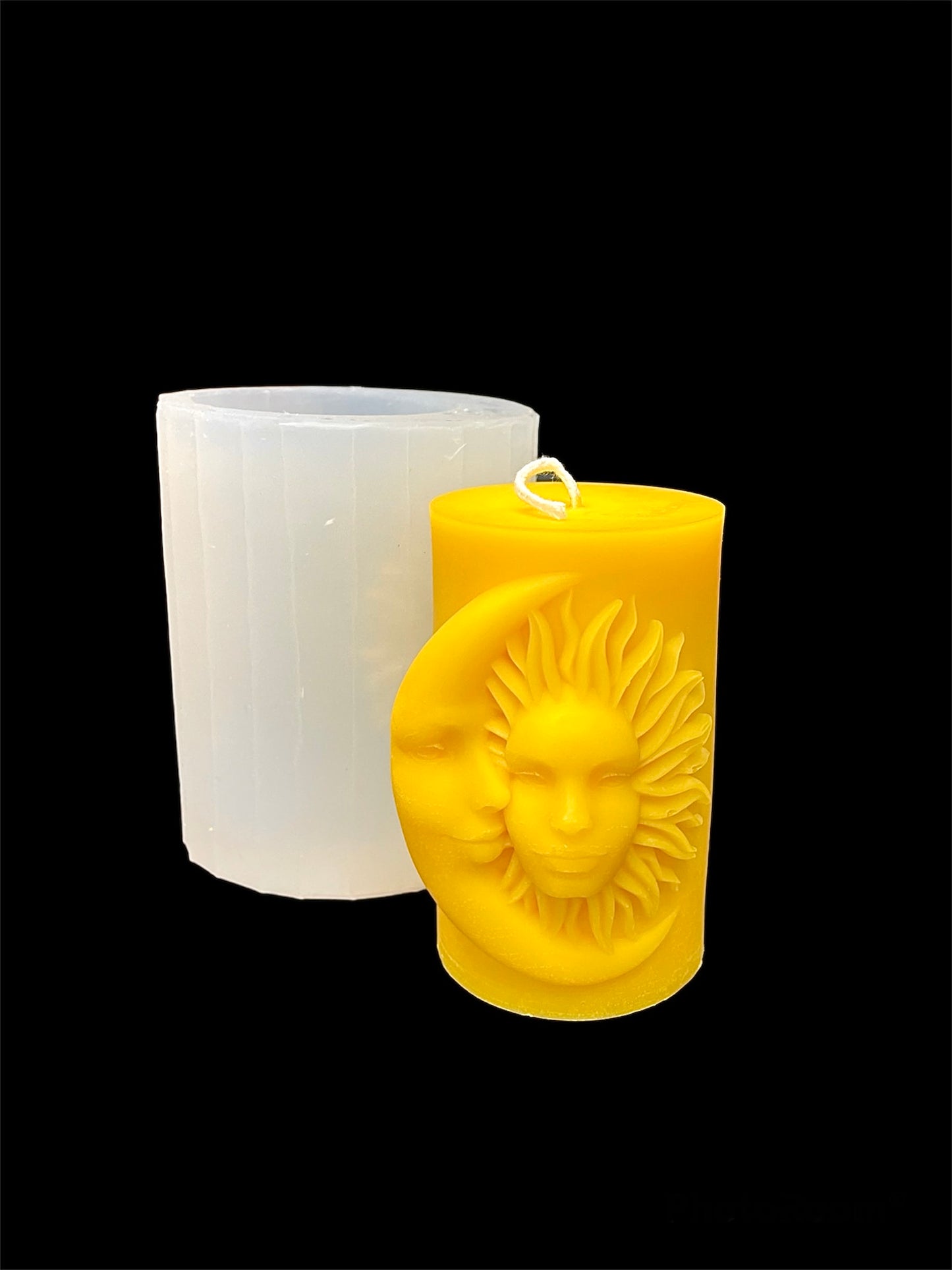 Silicone moon & sun face pillar candle mold 2” x 3 3/8”