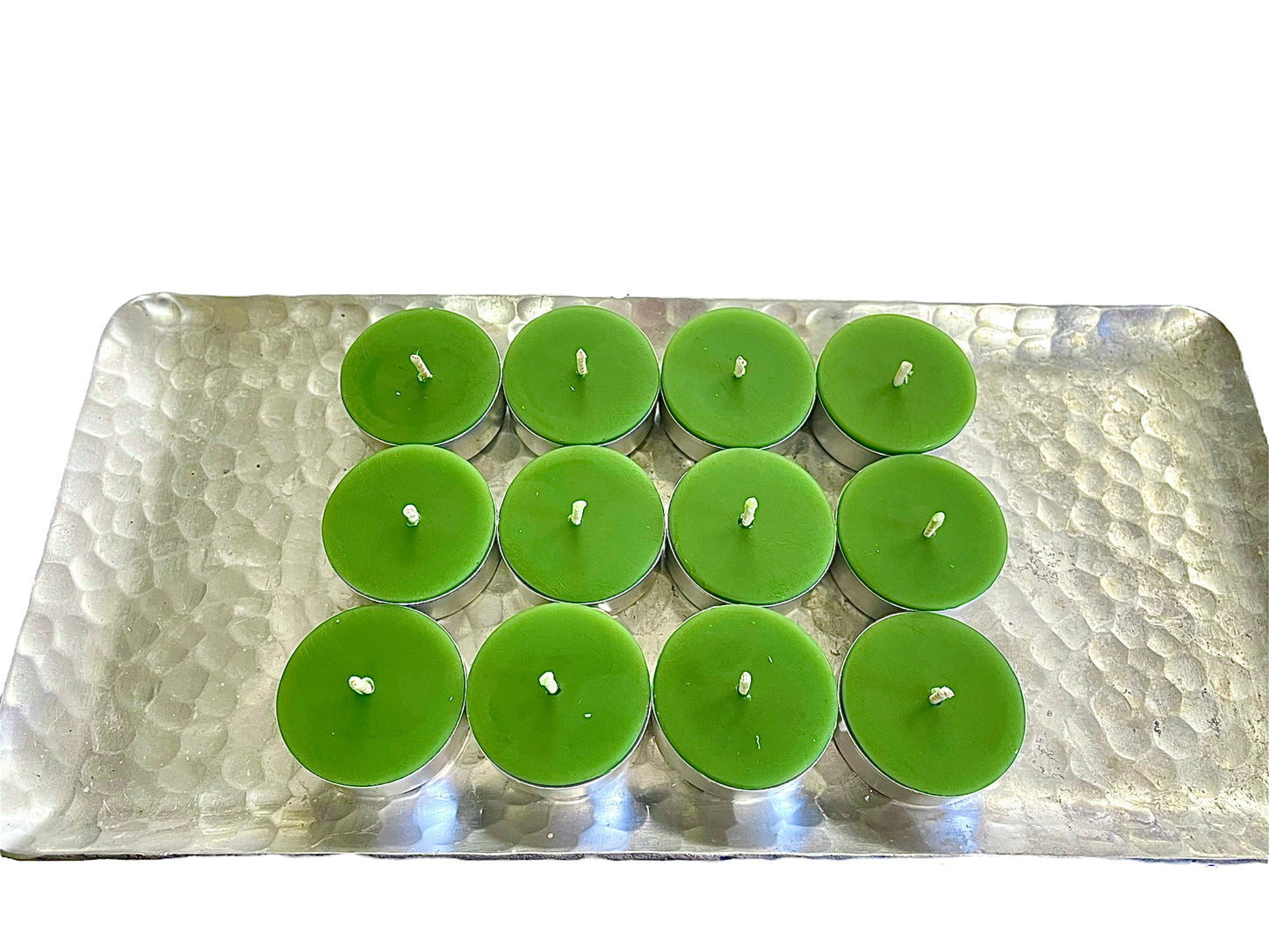Dozen premium beeswax tealight candles - quality made pure beeswax candles - red green yellow tealights