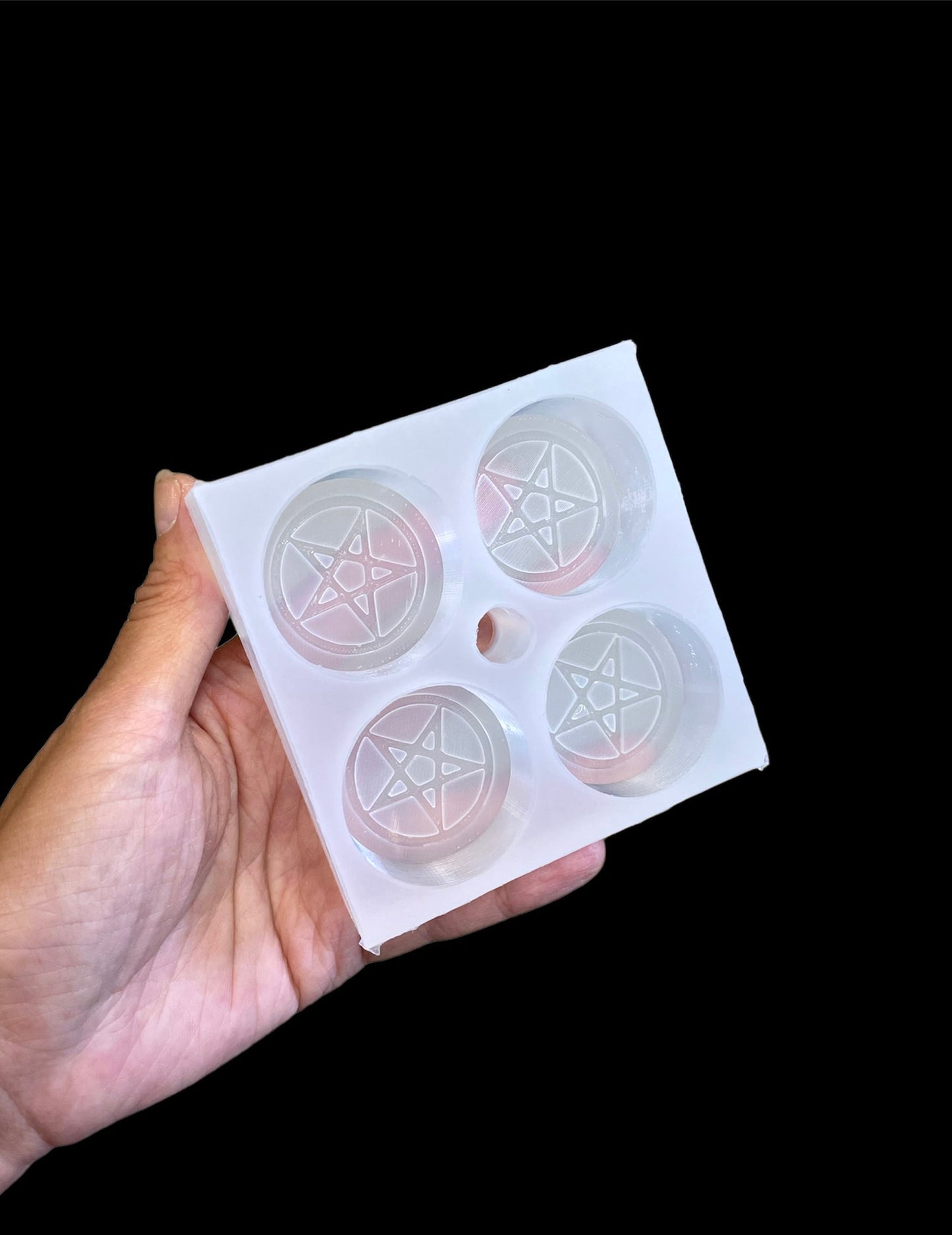 New Silicone Tea light candle Mold - witchcraft symbols - Pentagram - triple moon - pagan candle mold - spell candle mold