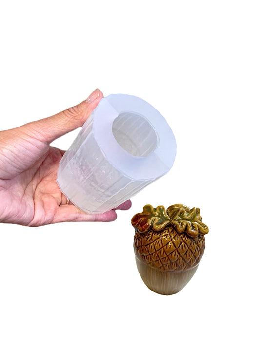 Style 2 silicone acorn mold - 2.75” - 3D acorn candle soap resin mold - holiday candle mold