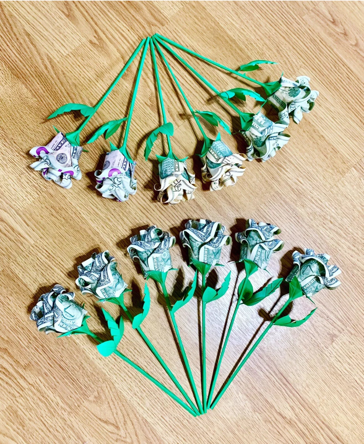Origami money rose bouquet