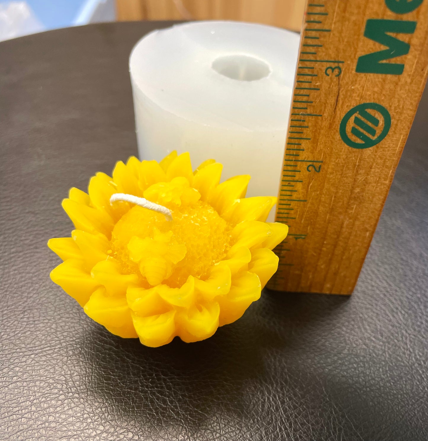 3D sunflower with bees floating candle mold