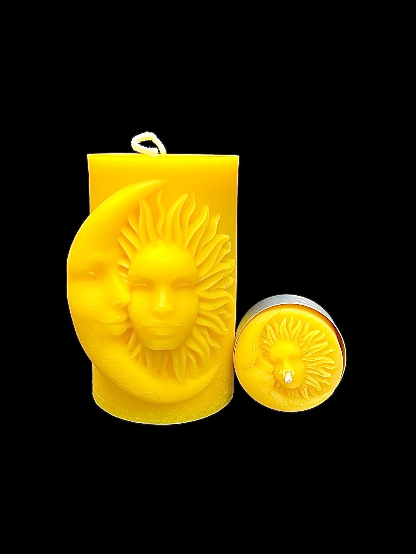 Pure beeswax sun moon candle