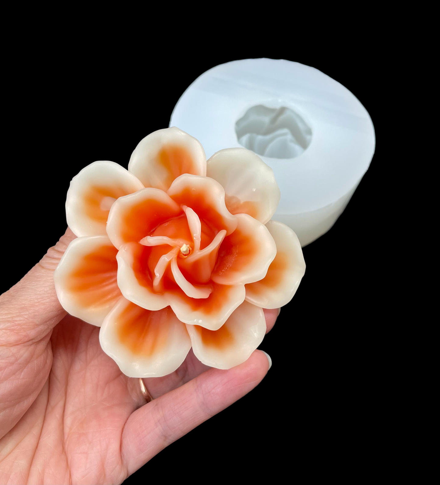 3D silicone floating flower mold - 3” - rose flower mold - beeswax candle mold - soap resin mold