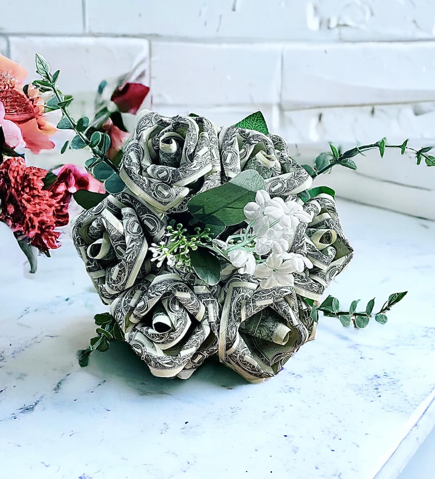 Origami money rose bouquet