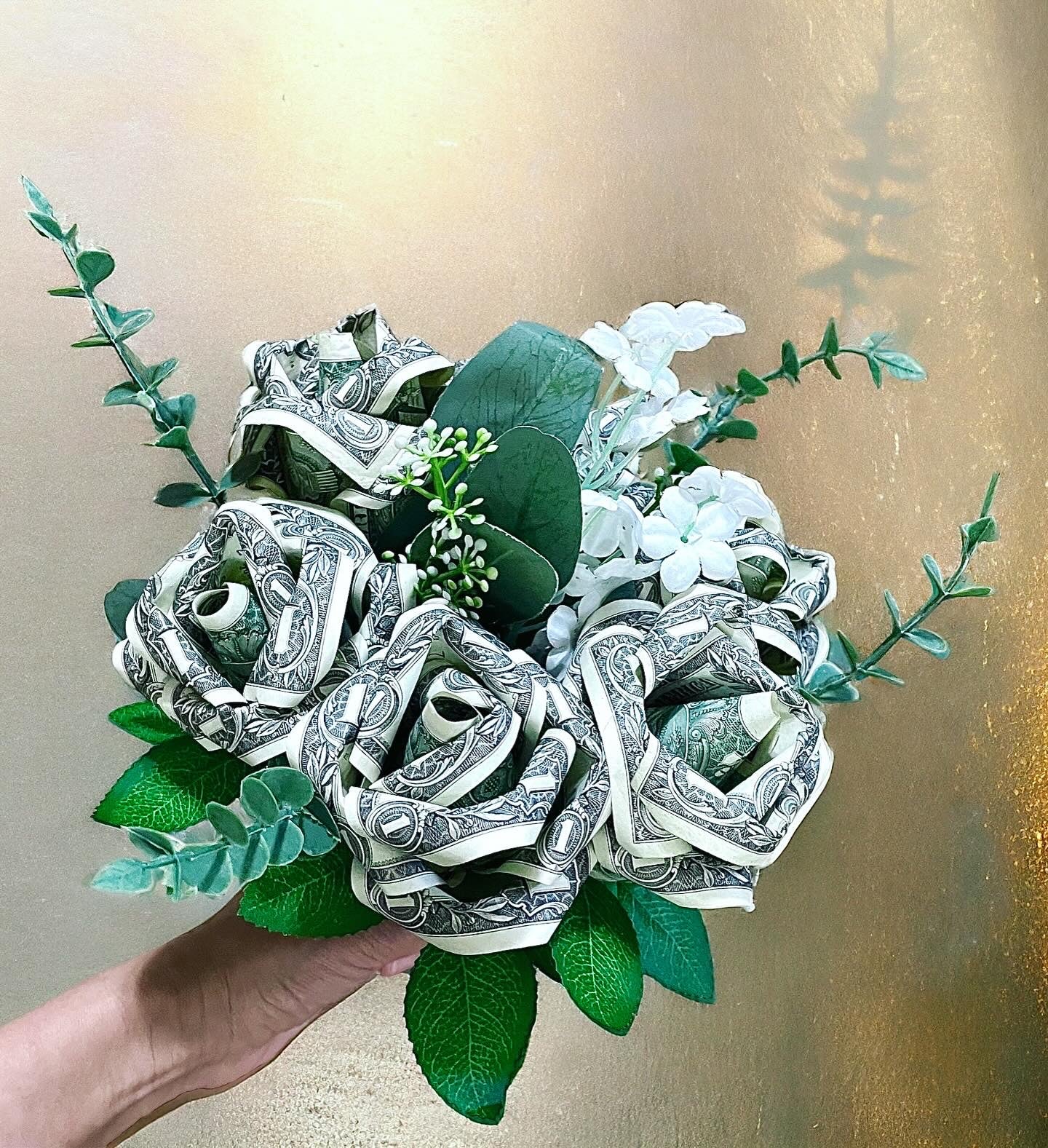 Origami money rose bouquet