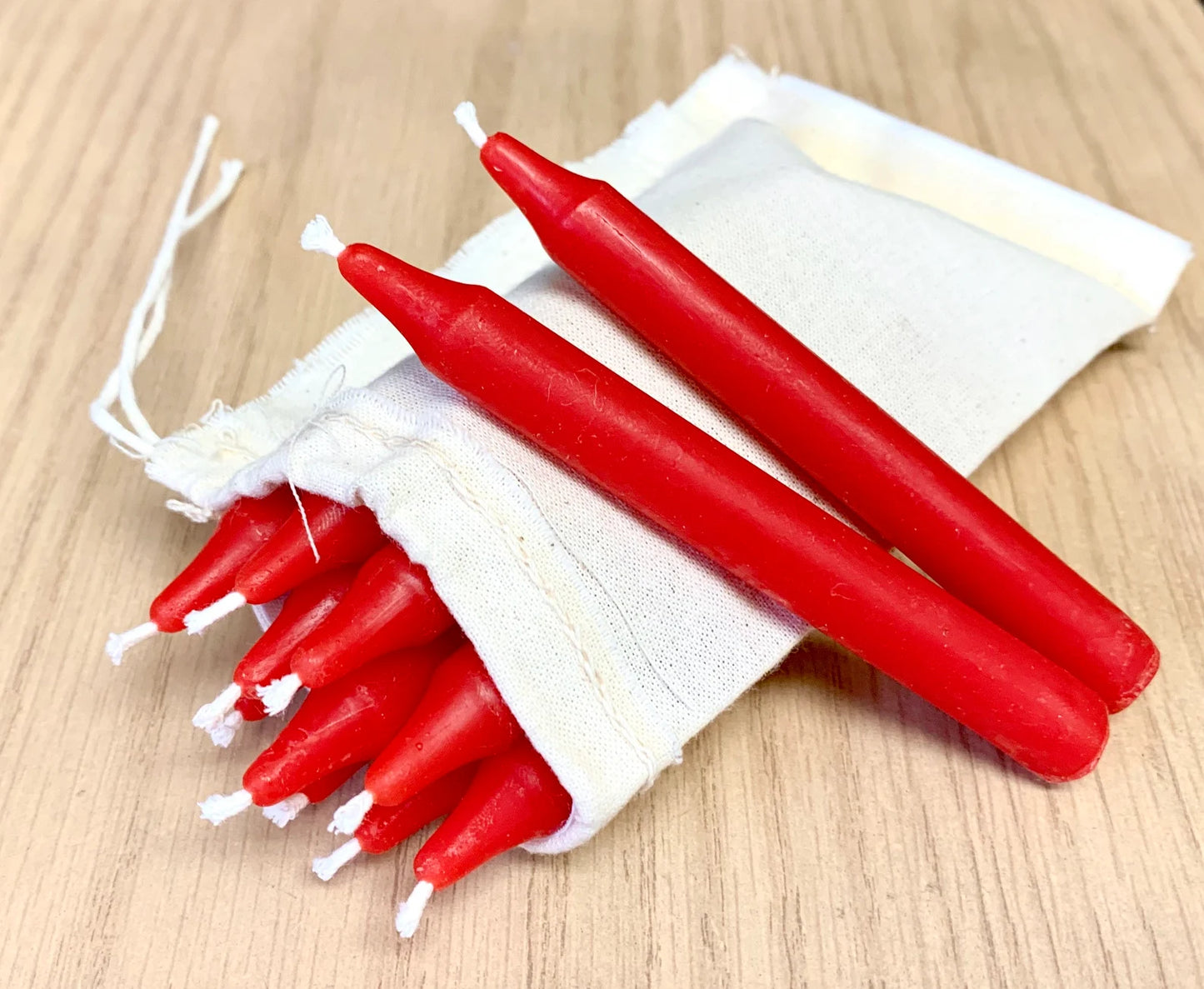 Dozen 4” pure beeswax chime candles - mini tapers - magic candles - spell candles - handmade - altar candles - 2 hours