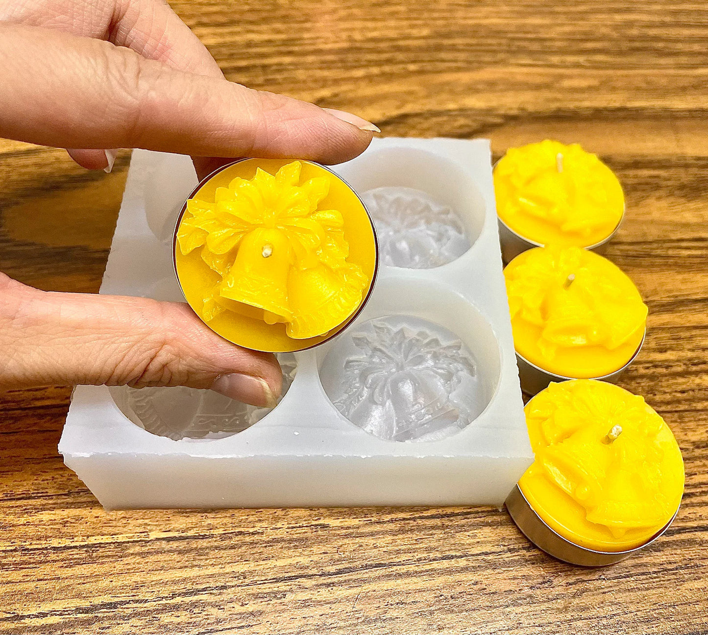 Silicone Christmas bell Tealight candle Mold - jingle bell mold - wedding bell - wax melt lotion bar soap chocolate resin mold
