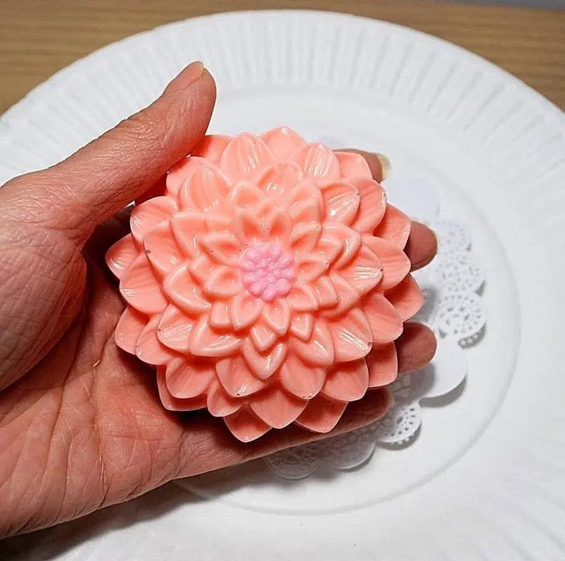 3” Silicone flower Mold - big Dahlia flower mold - candle soap resin mold - homemade