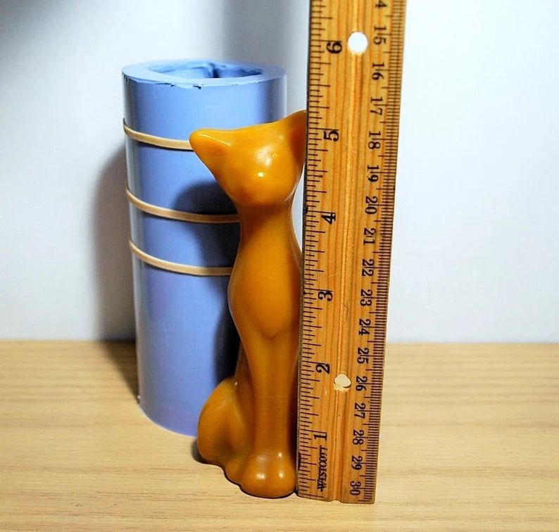 3D Silicone cat kitty feline candle mold - pillar candle - soap lotion bar mould - homemade