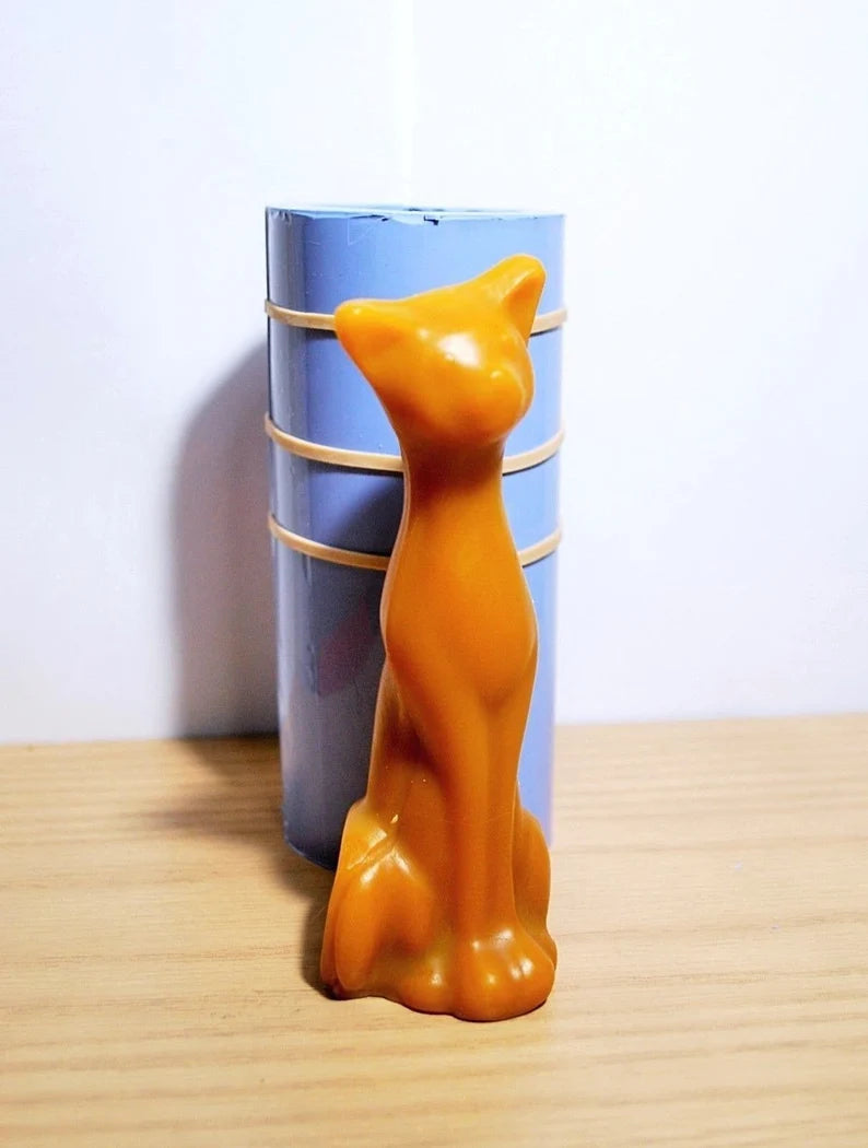3D Silicone cat kitty feline candle mold - pillar candle - soap lotion bar mould - homemade