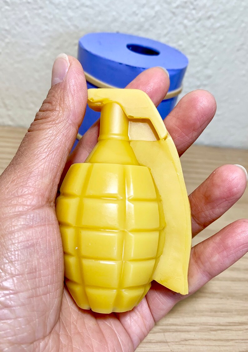 3D Silicone grenade Mold - Blockbuster candle Mold - soap bath bomb mold - homemade