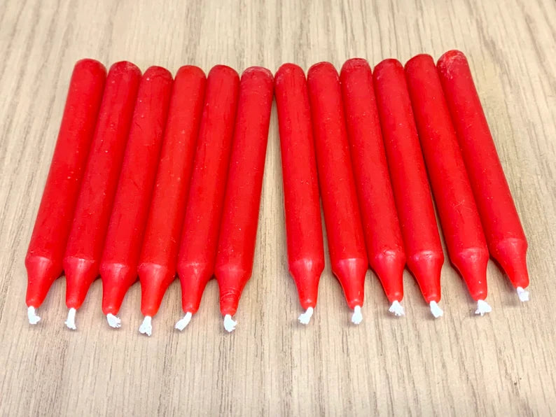 Dozen 4” pure beeswax chime candles - mini tapers - magic candles - spell candles - handmade - altar candles - 2 hours