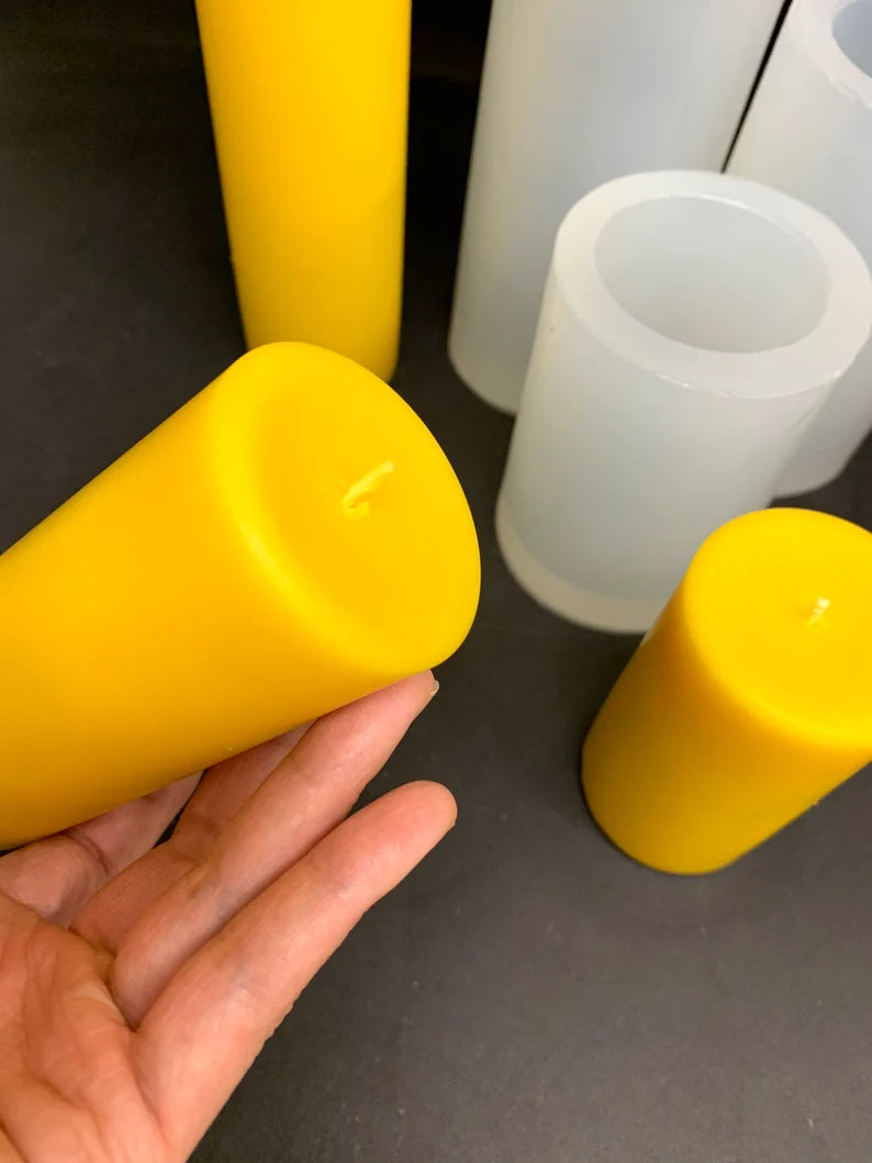 Silicone pillar candle Mold - concave top candle mold - soap resin mold - cylinder candle mold - homemade mold - 2" wide