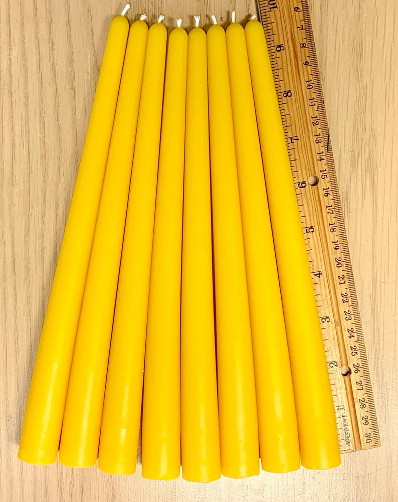 100% Pure beeswax taper candles 9.5” - set of 8