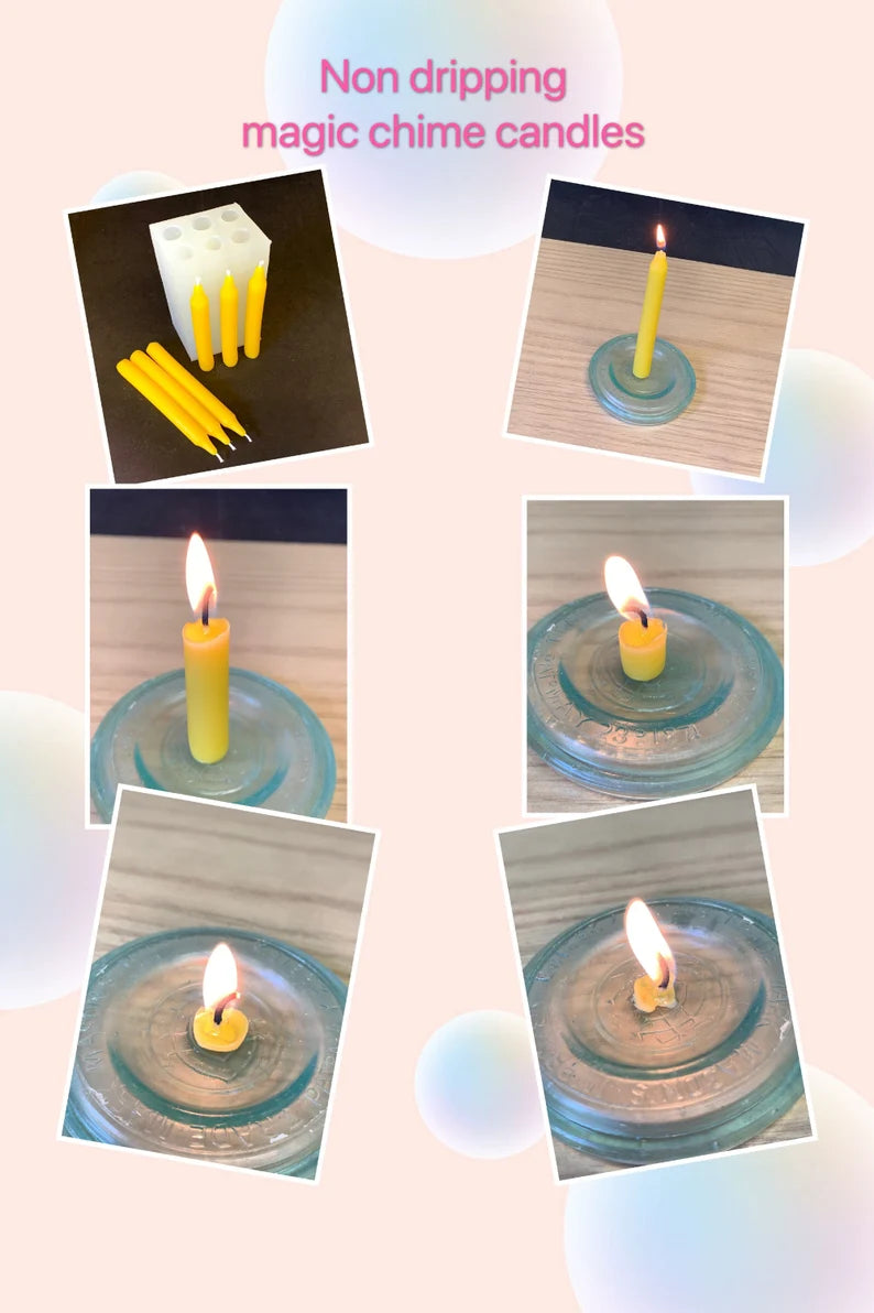 Dozen 4” pure beeswax chime candles - mini tapers - magic candles - spell candles - handmade - altar candles - 2 hours