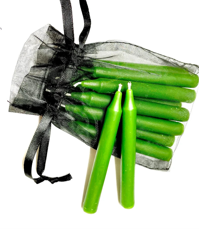 Dozen 4” pure beeswax chime candles - mini tapers - magic candles - spell candles - handmade - altar candles - 2 hours