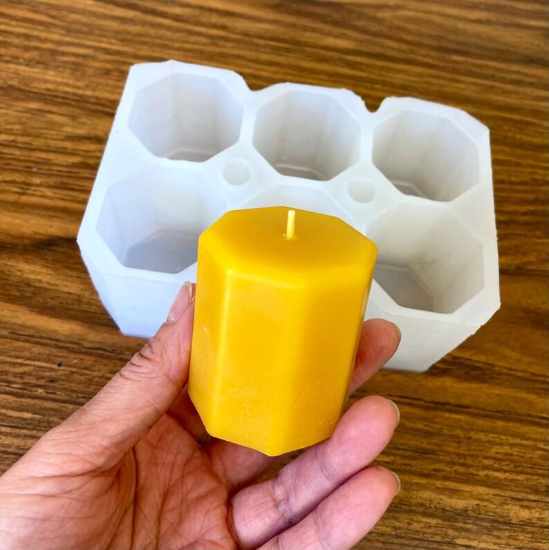 Silicone octagonal votive candle Mold - 6 cavities - octagon candle soap resin mold - homemade