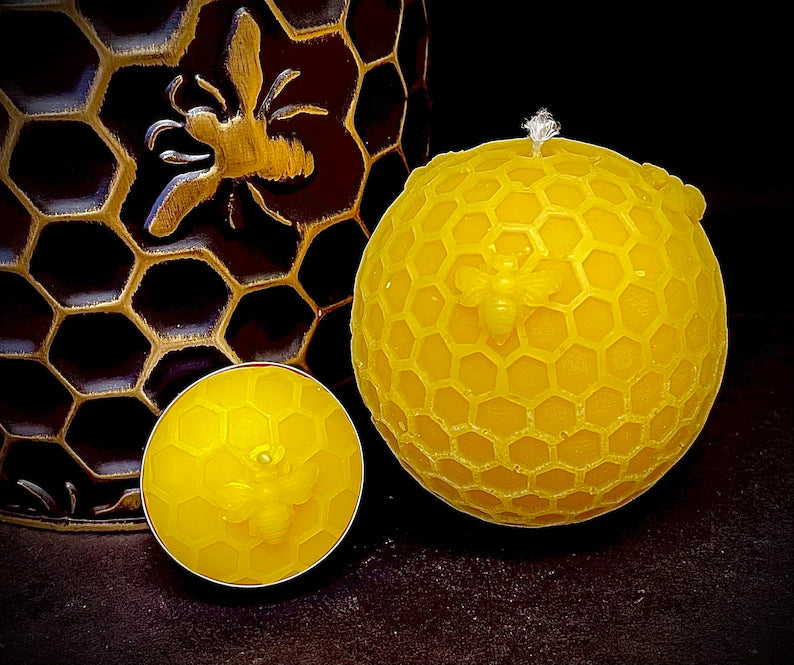 3D silicone Honeycomb honeybee sphere ball candle mold - 3D bee ball mold - homemade mold - 3”