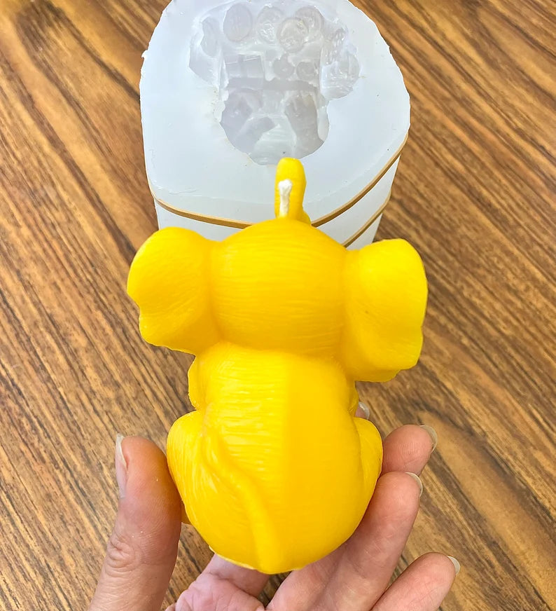 3D Silicone trunk up elephant mold - elephant candle soap resin mold - 3.5”