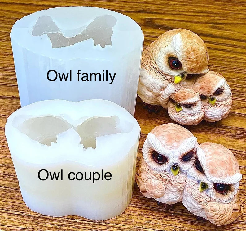 3D Silicone Owl Mold - owl lovers mold - love birds mold - 3”