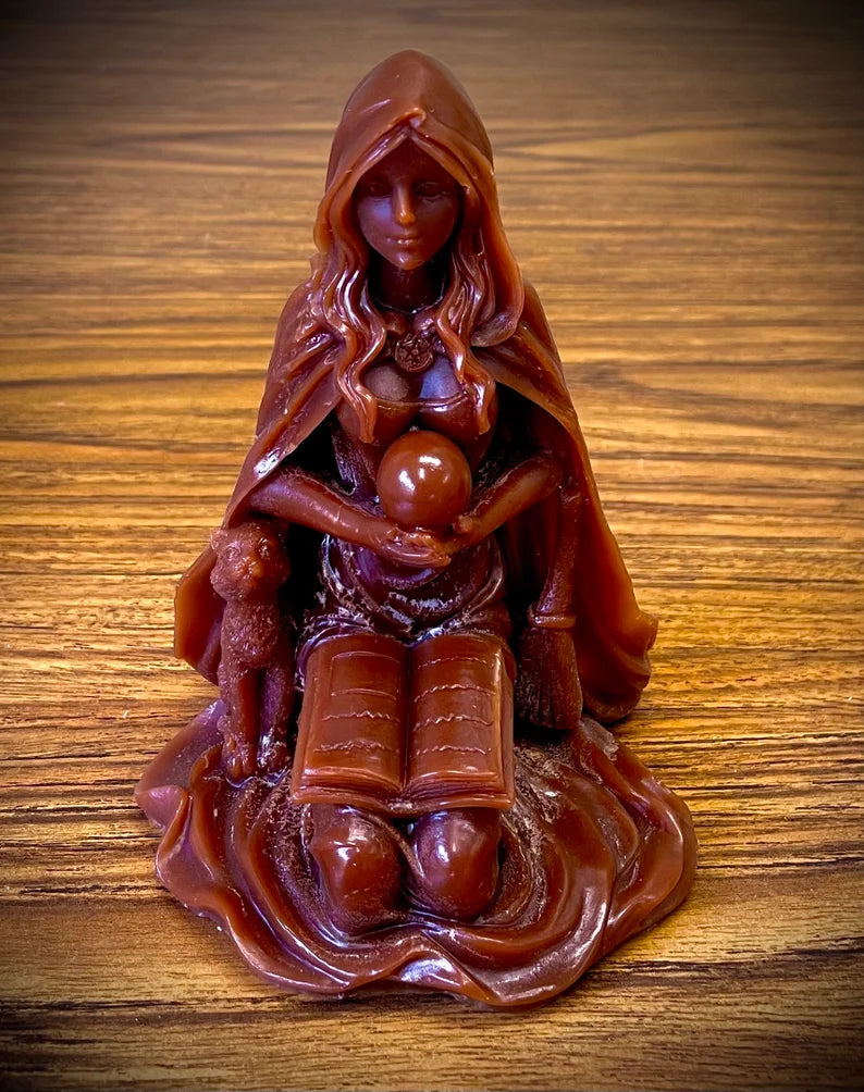 3D Silicone witch Mold - homemade candle soap resin mould - Halloween mold - 5 1/4” - witch with crystal ball and black cat