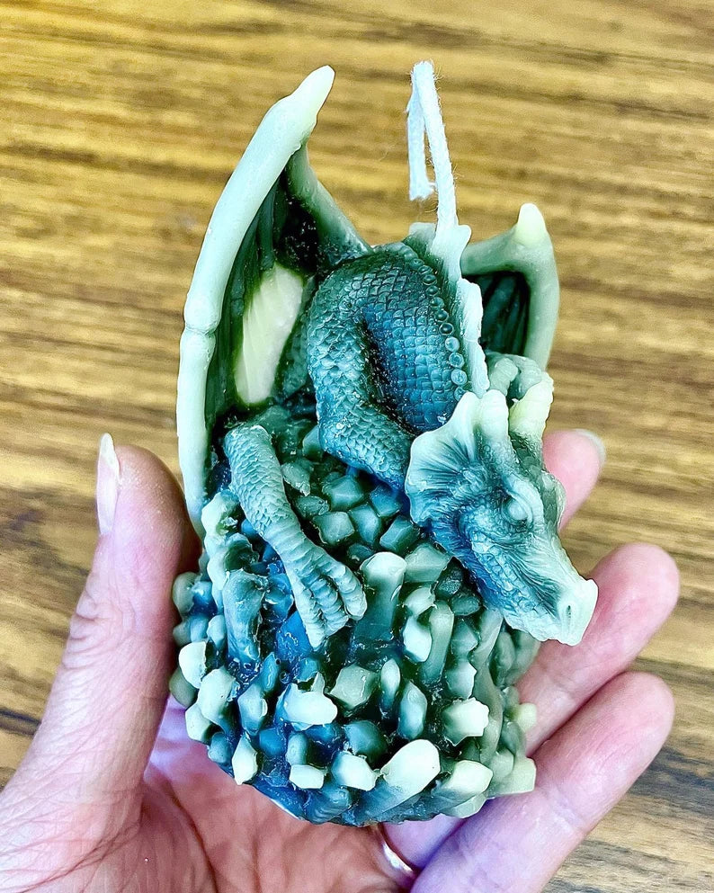 3.5” Silicone dragon Mold - silicone candle soap resin mold - magic candle mold handmade - dragon on crystal mold