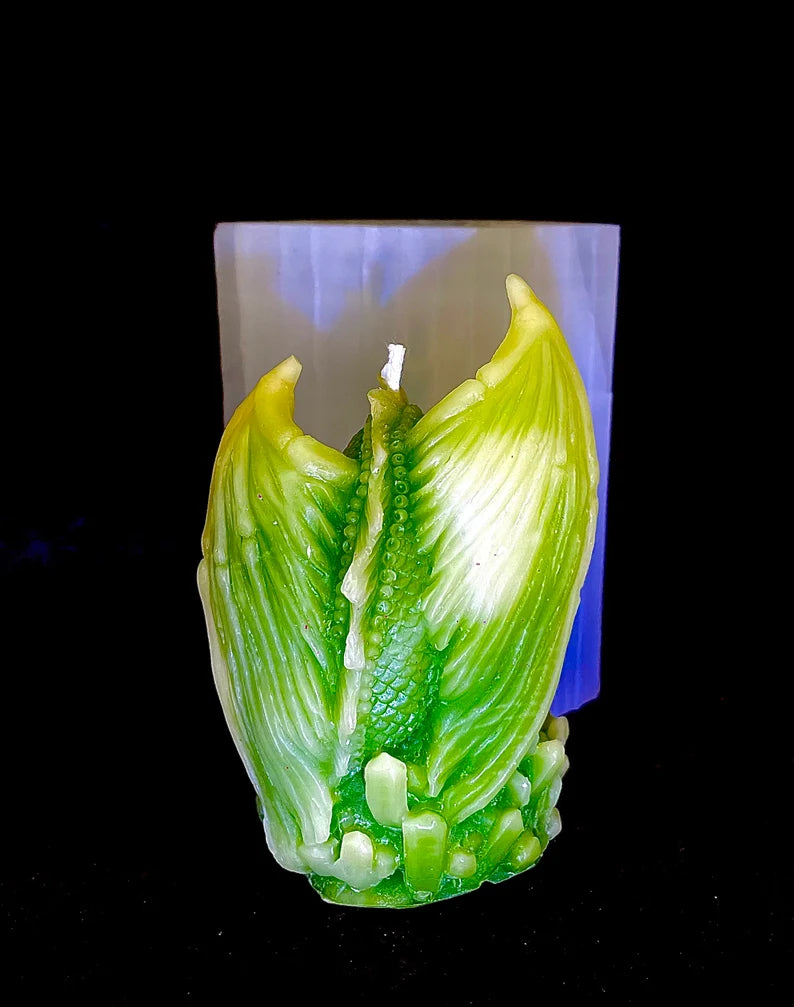 3.5” Silicone dragon Mold - silicone candle soap resin mold - magic candle mold handmade - dragon on crystal mold