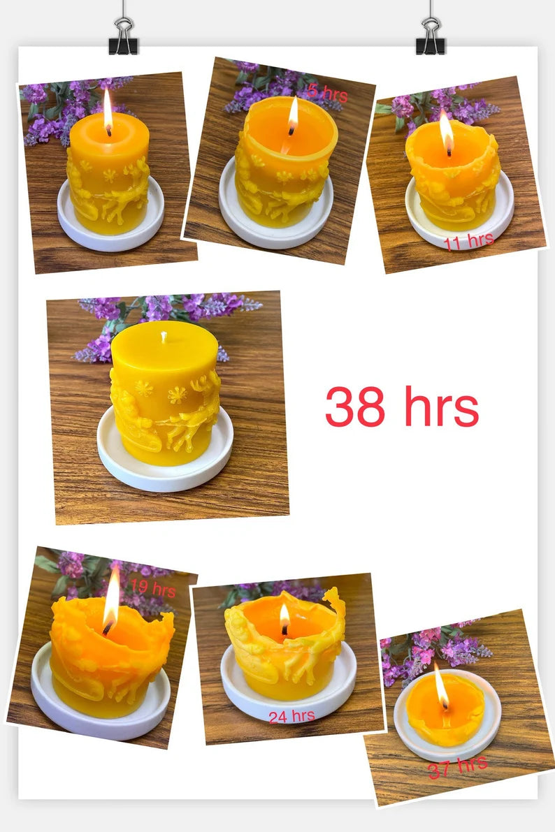 pure beeswax Christmas candle - holiday candle gift - beeswax pillar candle for holidays