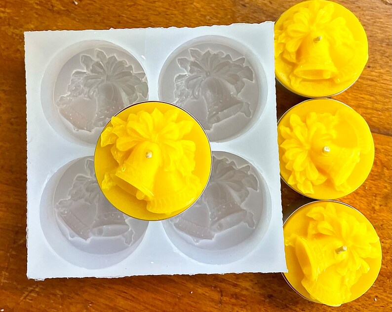 Silicone Christmas bell Tealight candle Mold - jingle bell mold - wedding bell - wax melt lotion bar soap chocolate resin mold