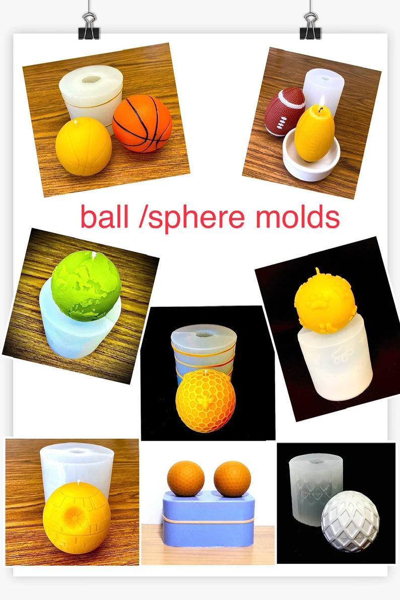 3” silicone basketball mold - 3D sphere ball candle mold - soap ball mold - bath bomb mold - resin mold
