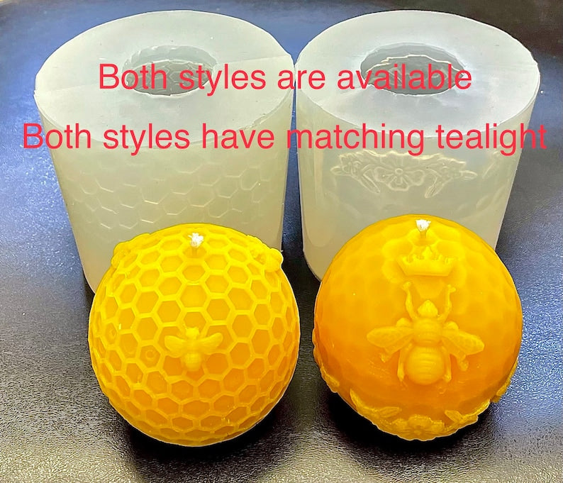 3D silicone Honeycomb honeybee sphere ball candle mold - 3D bee ball mold - homemade mold - 3”