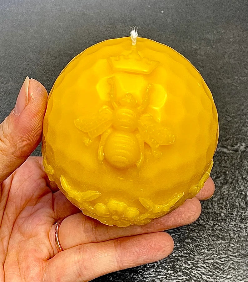 100% pure Beeswax Queen bee sphere candle - holiday gift - Christmas gift - beeswax ball candle - 3”