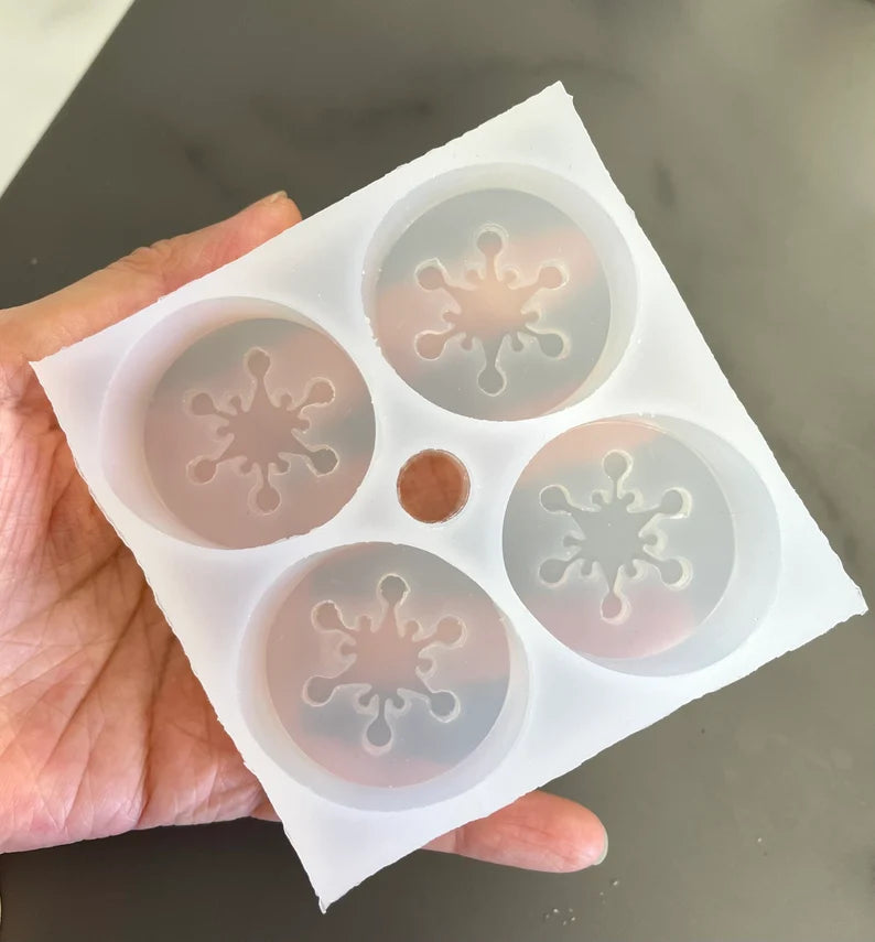 Silicone snowflake Tealight candle Mold - 4 cavities - wax melt lotion bar soap mold - resin mold - holiday candles - food grade
