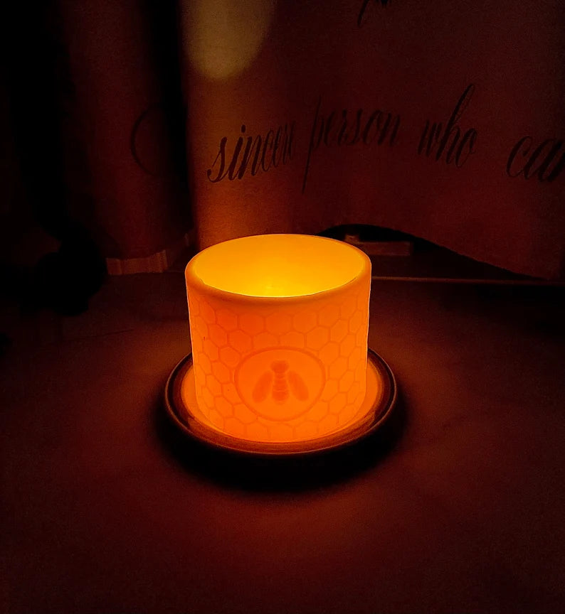 silicone honeycomb honeybee pillar mold - round cylinder mold - candle soap resin concrete mold - homemade - 4”x4.5”