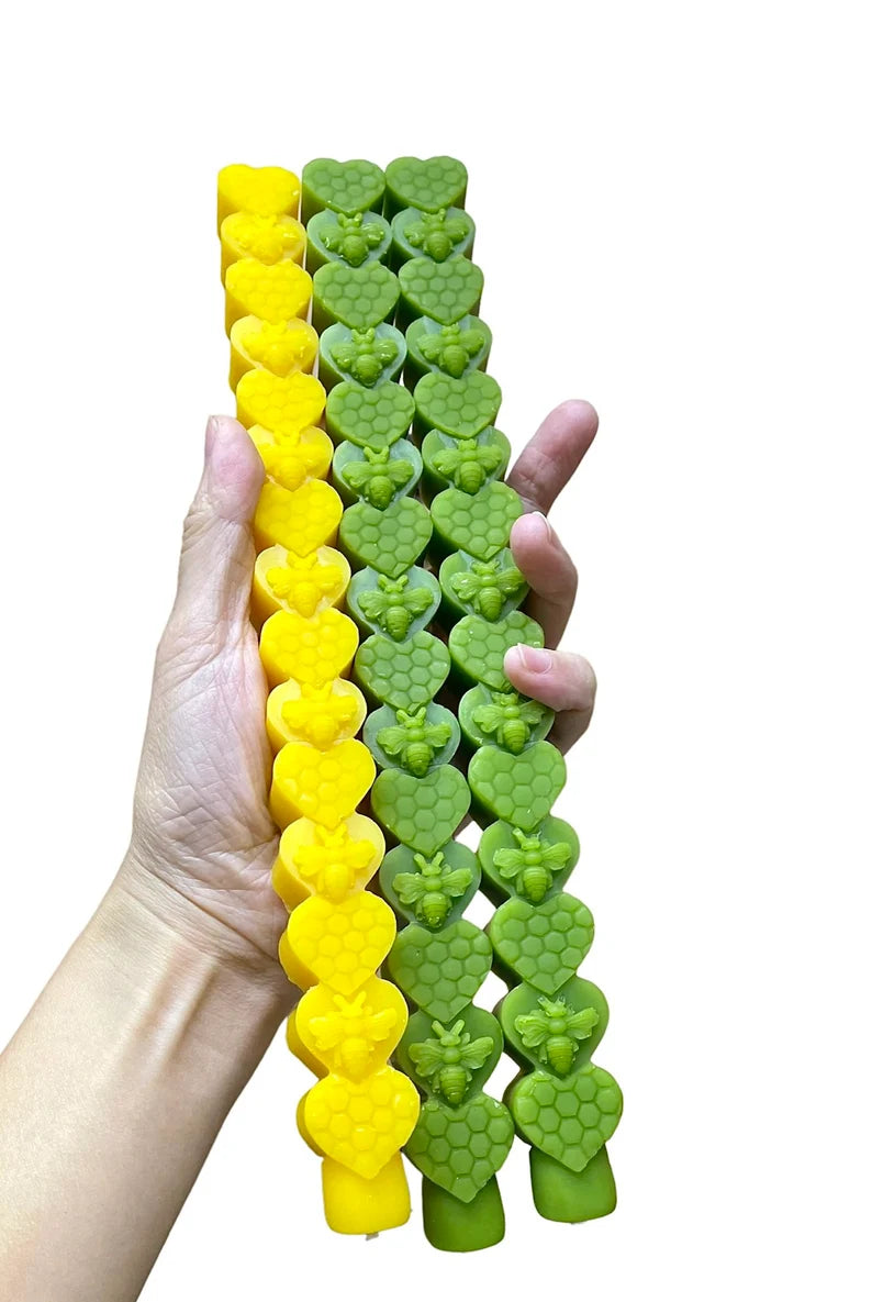 10.5” Silicone honeybee taper mold - single cavity - bee on heart